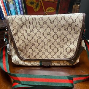 Beige and Brown Unisex Messenger Bag